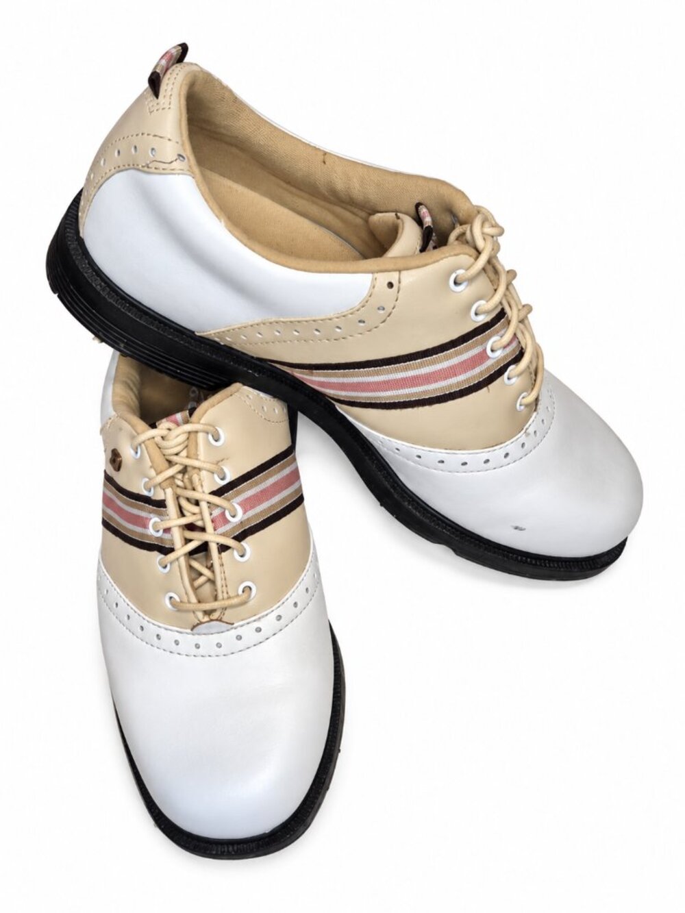Dexter Two-Tone White & Beige Women's Golf Shoes - 6